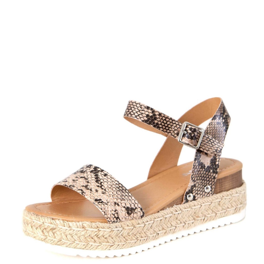 NEW🔥 Snake Espadrille Platform Wedge Heel Sandals - Picture 3 of 6